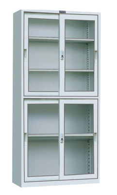 Кухонный шкаф канцелярских принадлежностей стеклянной раздвижной двери стальной стучает вниз конфигурацией структуры 2-Tier