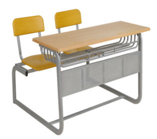 Прочной стальной стол и стул студента металла мебели школы совмещенные рамкой двойные